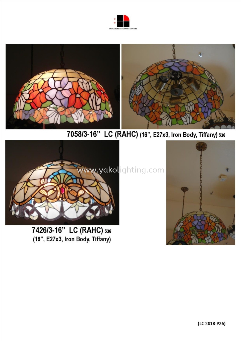 7426/3-TIFFANY LAMP PENDANT LIGHT 