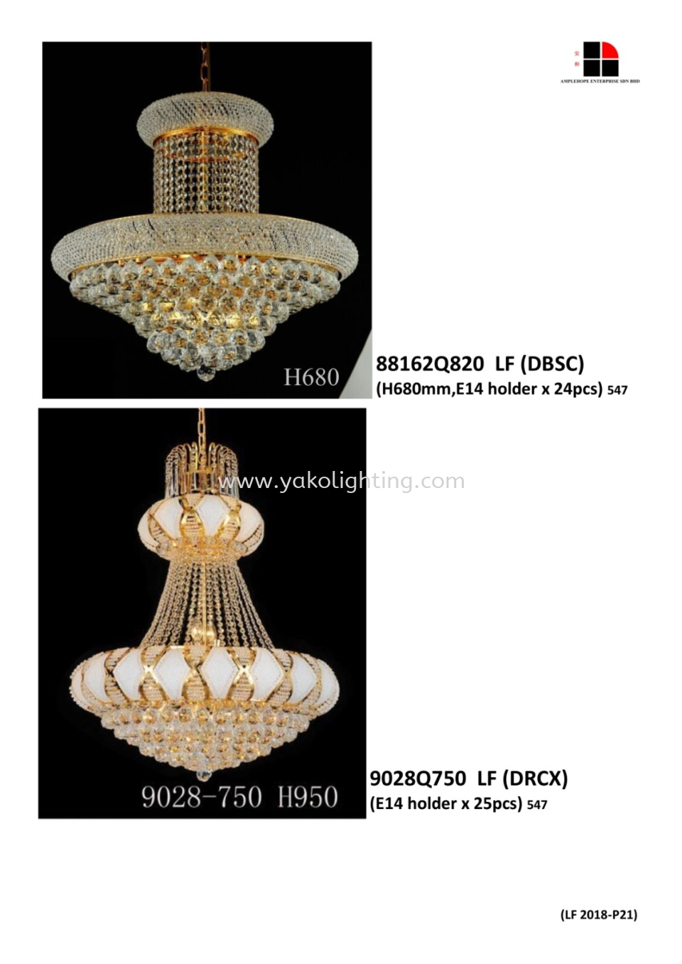 LF 2018-P21 CRYSTAL PENDANT LIGHT 