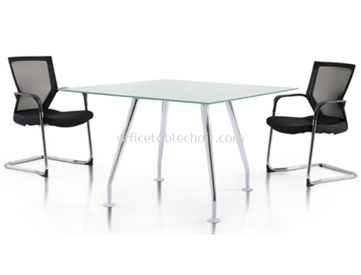 ZIXIA RECTANGULAR DISCUSSION OFFICE TABLE TEMPERED GLASS TOP 