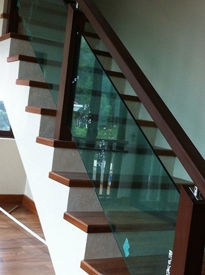 Wood Handrail Glass Railing Wood Handrail Glass Railing