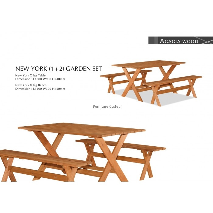 New York 90x150cm Table 2pcs 150cm Bench X Leg Malaysia Dining