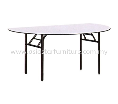 MEJA JAMUAN / MEJA BANQUET SEPARUH BULAT (16mmTHK Melamine Top)- meja jamuan taipan 2 damansara | meja jamuan pusat dagangan nzx | meja jamuan kajang