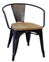 Tolix Arm With Wooden Seat Chair  Chairs