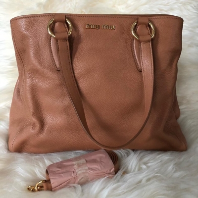 Brand New Miu Miu Calf Leather Two Ways Carry Tote Bag