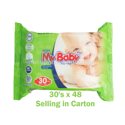 Mybaby Wet Wipes 30's x 48 Packs (CARTON) Baby Powder Scented