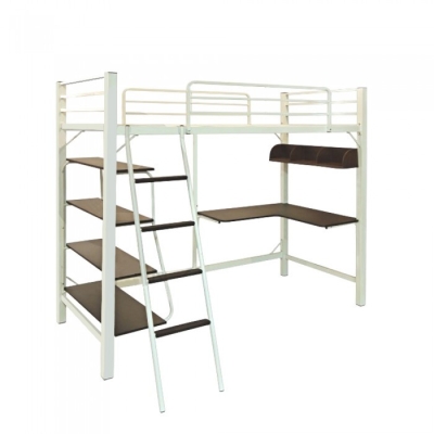 ALOHA LOFT Single Size Bed Frame with Study Table & Book Shelves