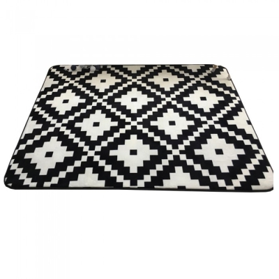 (190x190cm) Comfort Black & White Pattern Tatami Carpet