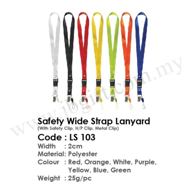 Safety Wide Strap Lanyard (With Safety Clip, HP Clip, Metal Clip) LS 103