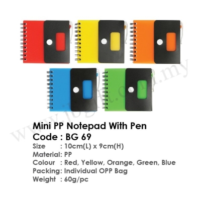 Mini PP Notepad With Pen BG 69