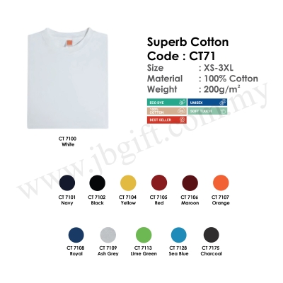 Superb Cotton T-Shirt Uniform 100% Cotton CT71 (Unisex)