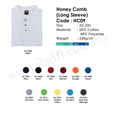 T-Shirt Uniform Honey Comb (Long Sleeve) 60% Cotton 40% Polyester HC09 (Unisex)