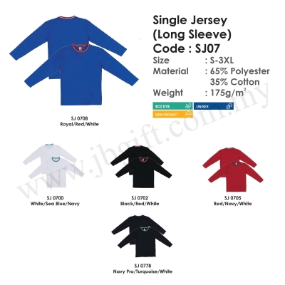 T-Shirt Uniform Single Jersey (Long Sleeve) 65% Polyester  35% Cotton SJ07 (Unisex)