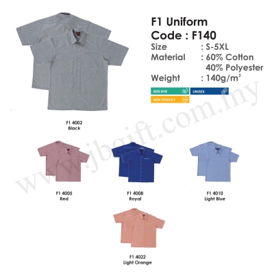 F1 Corporate Uniform 60% Cotton 40% Polyester F140 (Unisex)