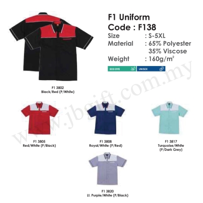 F1 Corporate Uniform 65% Polyerster 35% Viscose F138 (Unisex)