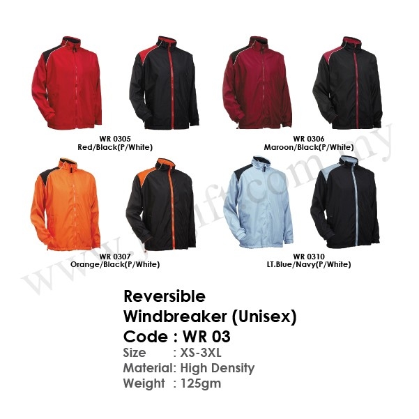 Reversible Windbreaker (Unisex Jacket) WR 03 Jacket/Windbreaker Uniform