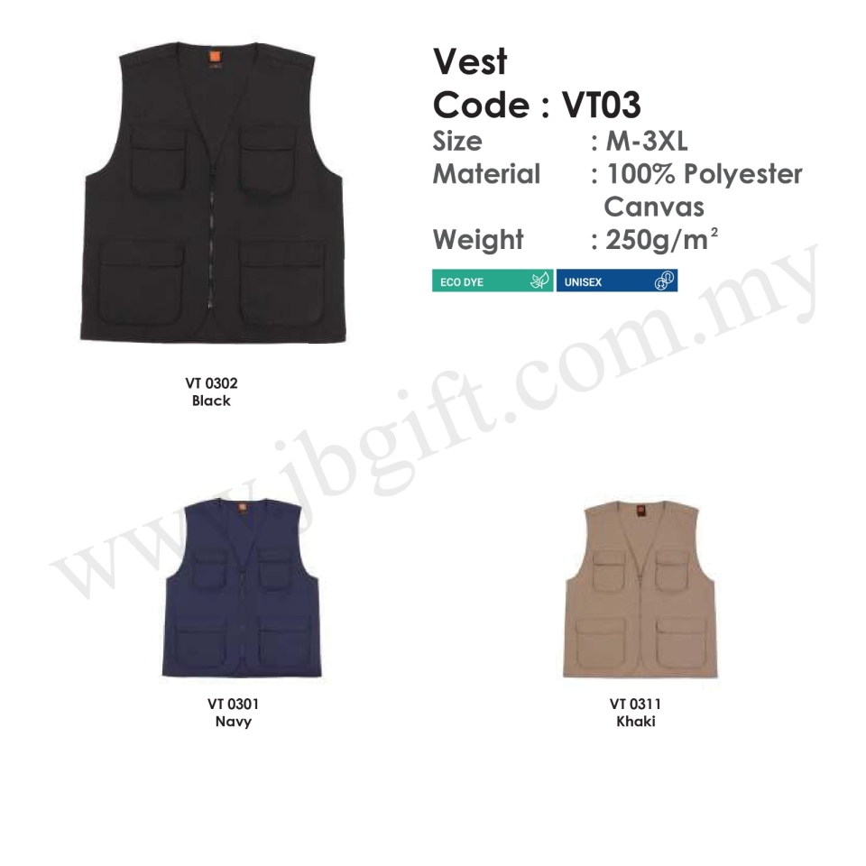 Vest Jacket 100% Polyester Canvas VT03 (Unisex) Vest Uniform