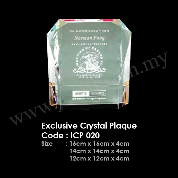 Exclusive Crystal Plaque ICP 020 Crystal Trophy Trophy
