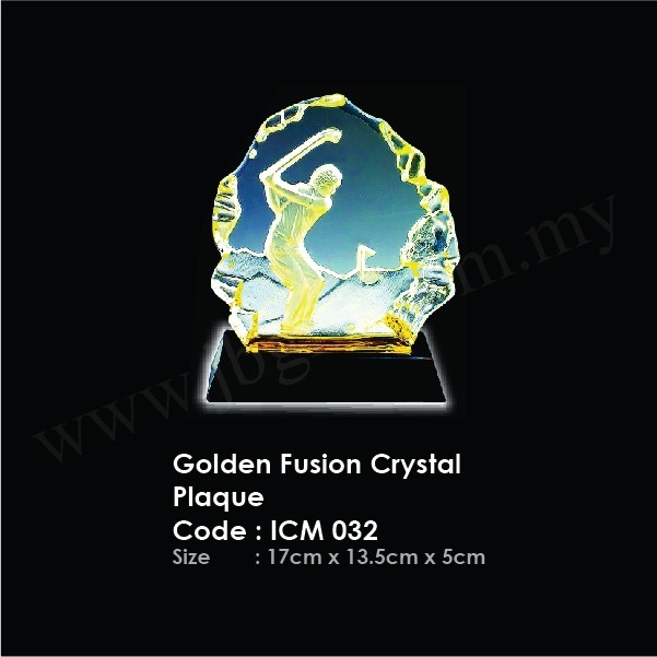 Golden Fusion Crystal Plaque ICM 032 Figure Award Trophy