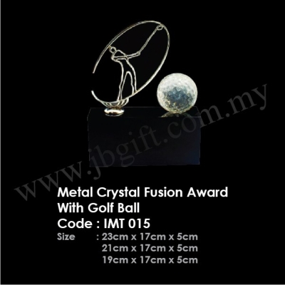Metal Crystal Fusion Award With Golf Ball IMT 015