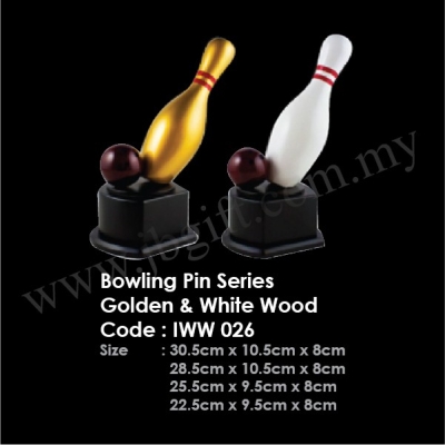 Bowling Pin Series Golden & White Wood IWW 026