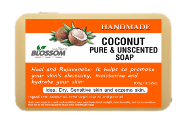 Handmade Coconut Pure & Unscented Soap 100g
