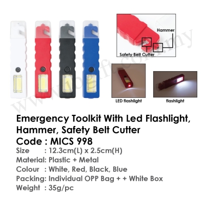 Emergency Toolkit MICS 998 (With Led Flashlight, Hammer, Safety Belt Cutter)