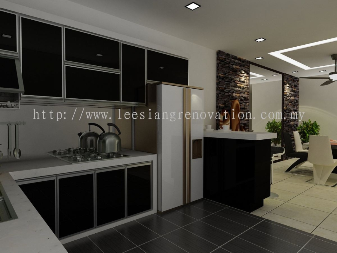 Reka bentuk Almari Dapur 3D Dapur Reka Bentuk 3D