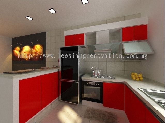 Reka bentuk Almari Dapur 3D Dapur Reka Bentuk 3D