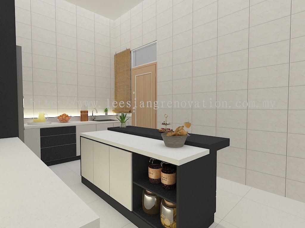 Reka bentuk Almari Dapur 3D Meja Pulau Dapur Dapur Reka Bentuk 3D