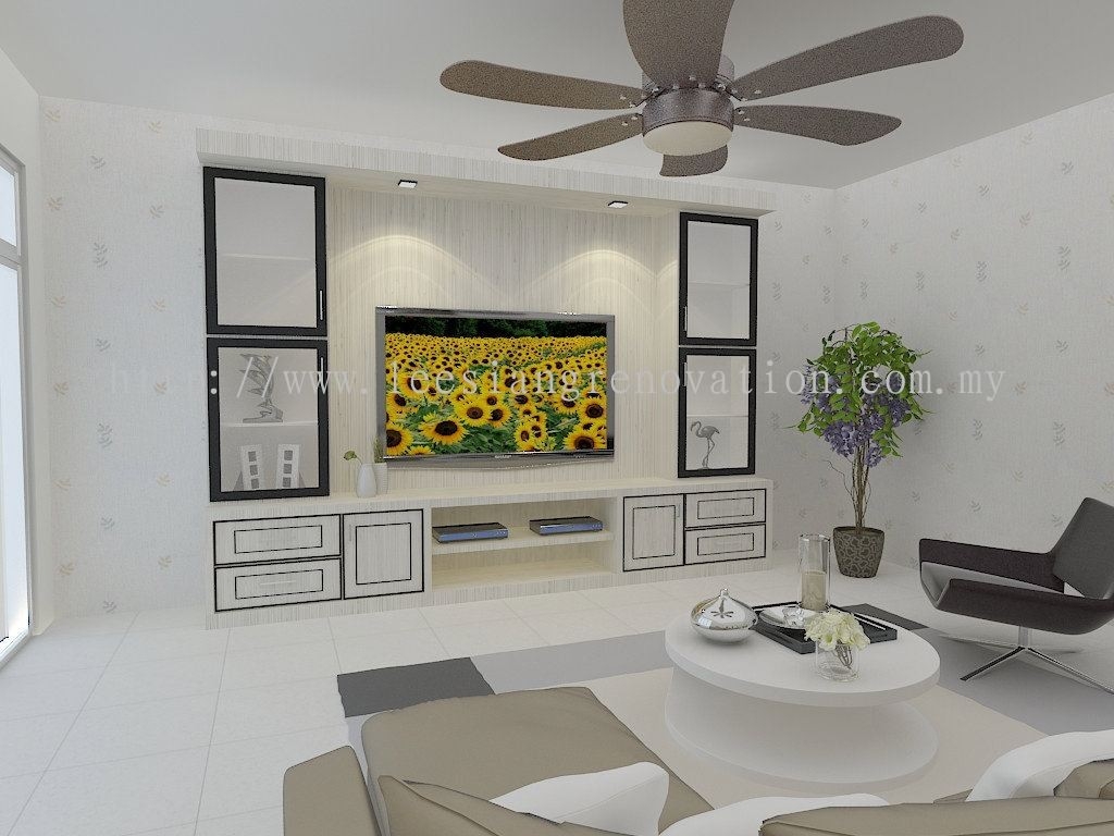 3D Living Design Drawing TV Cabinet / Tv Rack / TV Area Living 3D Design Drawing