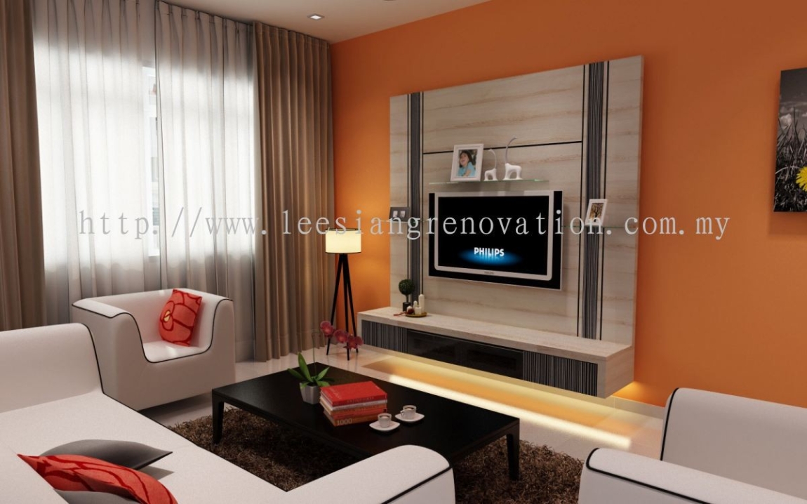 3D Living Design Drawing TV Cabinet / Tv Rack / TV Area Living 3D Design Drawing