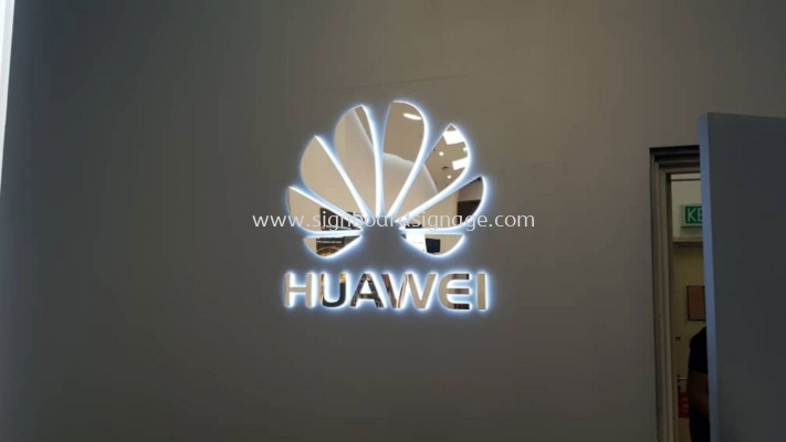 Huawei Service Center 3D Stainless Steel Box Up LED Backlit Lighting @ Damansara KL