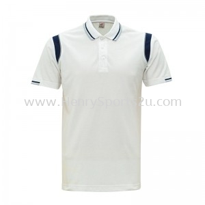 Lefonse Honey Comb Polo Cut & Sew T-Shirt (L08-00) WHITE NAVY GREY