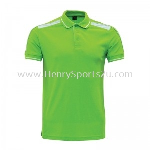 Lefonse Honey Comb Polo Cut & Sew T-Shirt(L06-11) APPLE GREENwith WHITE