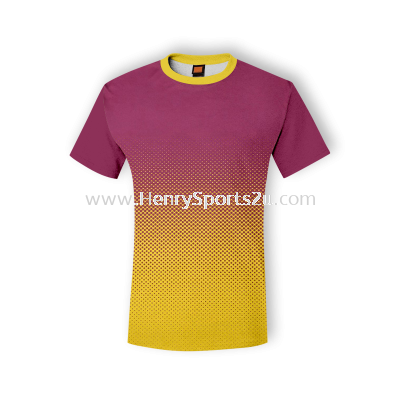 QD4330 Dark Purple/Yellow Oren Sport Quick Dry Round Neck PURPLE with YELLOW