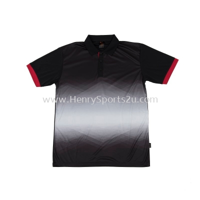 QD4502 Black Oren Sport Quick Dry Collar Tshirt BLACK with RED