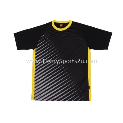 QD4602 Red/White Oren Sport Quick Dry Round Neck BLACK with YELLOW