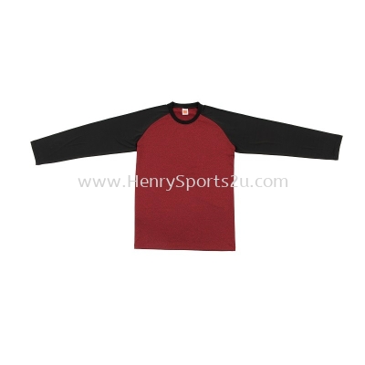 QD4905 Red/Black Oren Sport Quick Dry Raglan Round Neck Long Sleeve RED BLACK