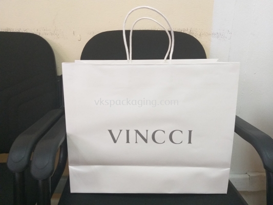 vincci paper bag M 160gsm bleached kraft with white twisted handle