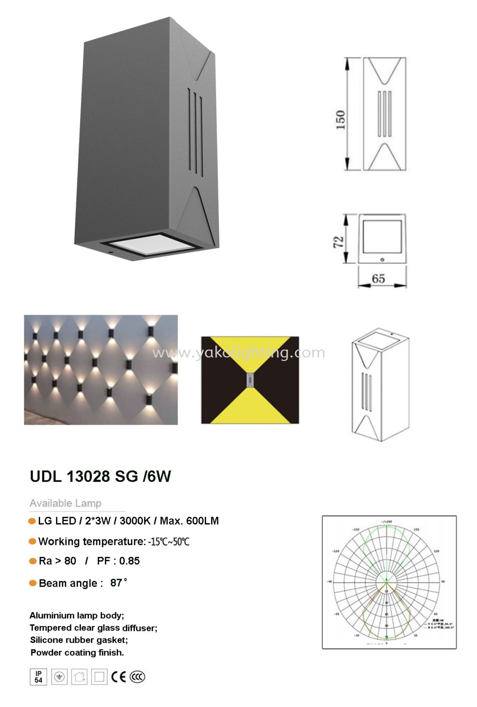 UDL13028SG-6W UP DOWN LIGHT OD OUTDOOR 