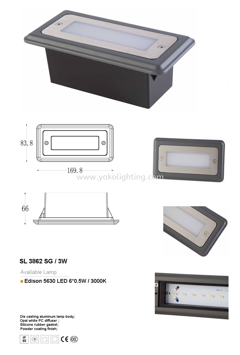 SL3862SG-3W STEP LAMP OD OUTDOOR 