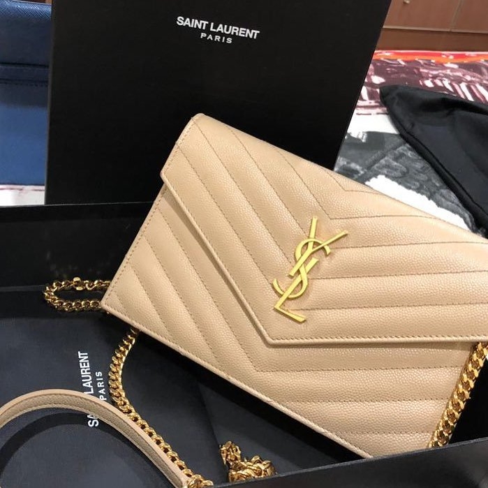 YSL Small Wallet on Chain in Beige with GHW YSL Kuala Lumpur (KL),  Selangor, Malaysia. Supplier, Retailer, Supplies, Supply | BSG Infinity (M)  Sdn Bhd