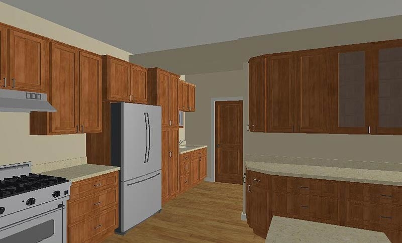 3D Kitchen Design Drawing Wood Grain Kitchen Cabinet Reference Kitchen 3D Design Drawing