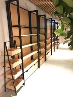 Wall multi display rack with drawer