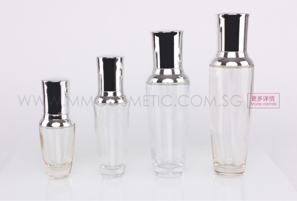 Glass Pump Bottle-Silver 