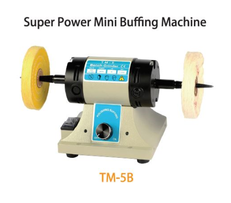 TMT 75MM SUPER POWER MINI BENCH BUFFER 400W 230V 50HZ 10,000RPM (W.WHITE/YELLOW CLOTH WHEEL), TM-5B