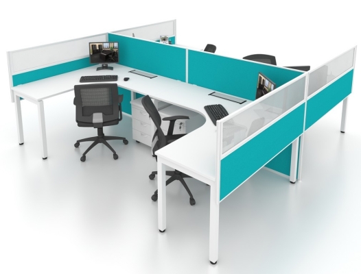 L shape workstation with U leg and hanging partition