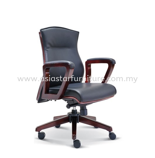 EMILY DIRECTOR LOW BACK LEATHER CHAIR WITH WOODEN TRIMMING LINE- wooden director office chair subang light industrial park | wooden director office chair taman perindustrian park | wooden director office chair pudu plaza