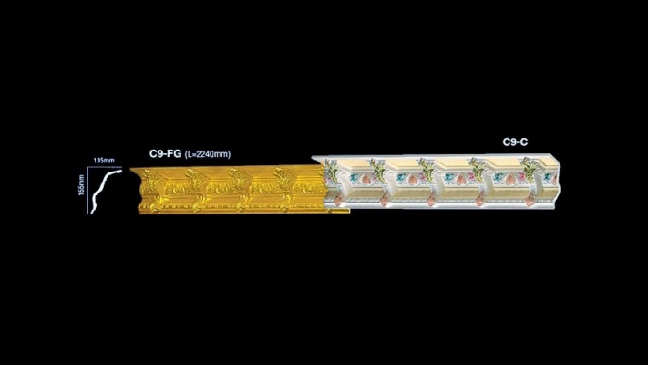 Colorful Plaster Ceiling Cornice : C9-FG & C9-C