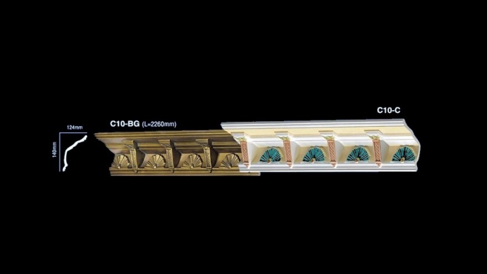 Colorful Plaster Ceiling Cornice : C10-BG & C10-C